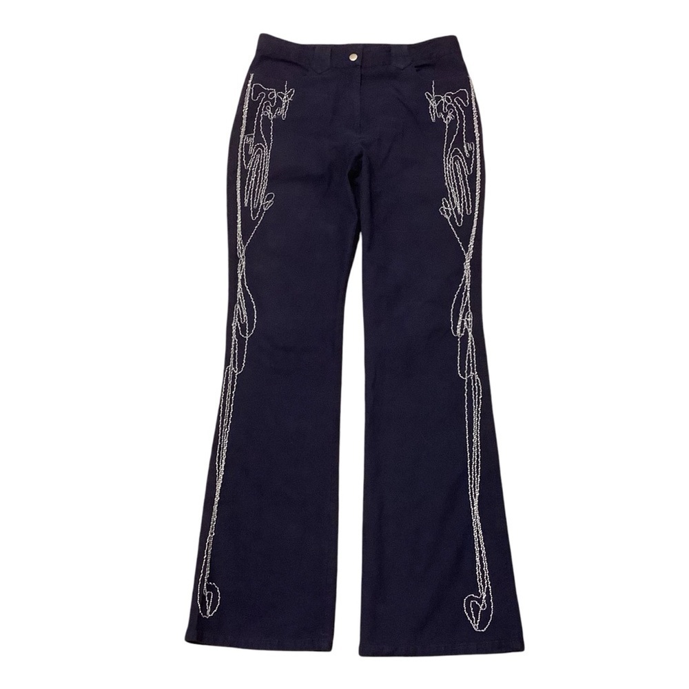 SPANNER SPORT BLUE EMBROIDERED COTTON BLEND DRESS PANTS/ Size 6